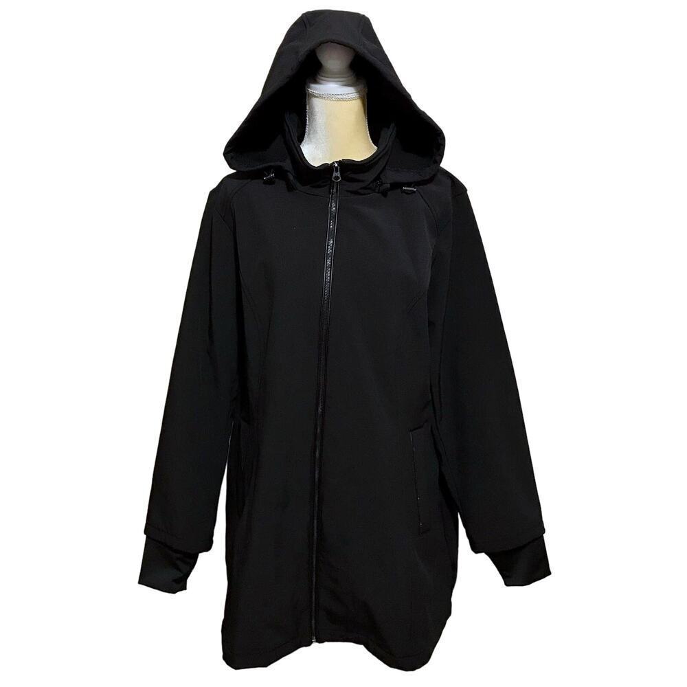 Jessica Simpson NWOT Black Softshell Trench Coat Women 1X